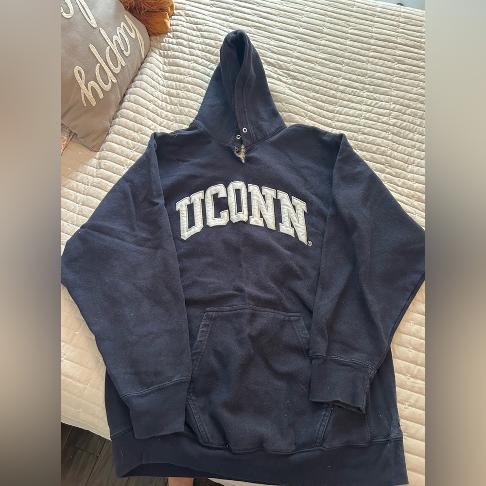 Distressed Vintage UCONN Black Hoodie